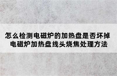 怎么检测电磁炉的加热盘是否坏掉 电磁炉加热盘线头烧焦处理方法